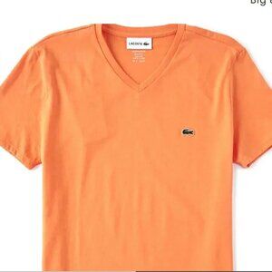 NEW* Men Lacoste V-neck Pima Cotton Jersey T-shirt Orange (TH6710 NPB) LARGE